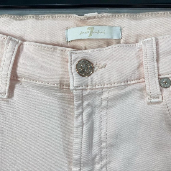 7FOR ALL MANKIND PALE PINK SIZE 26 RAW HEM SKINNY JEANS - Picture 4 of 7
